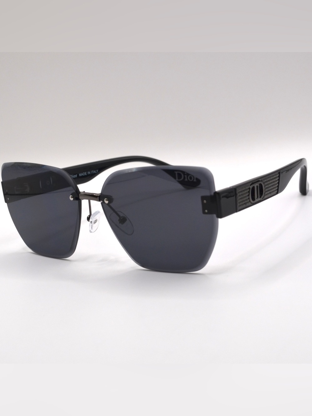 Dior Women Rimless Sunglasses | Black & Gunmetal | Oversized 62mm | New